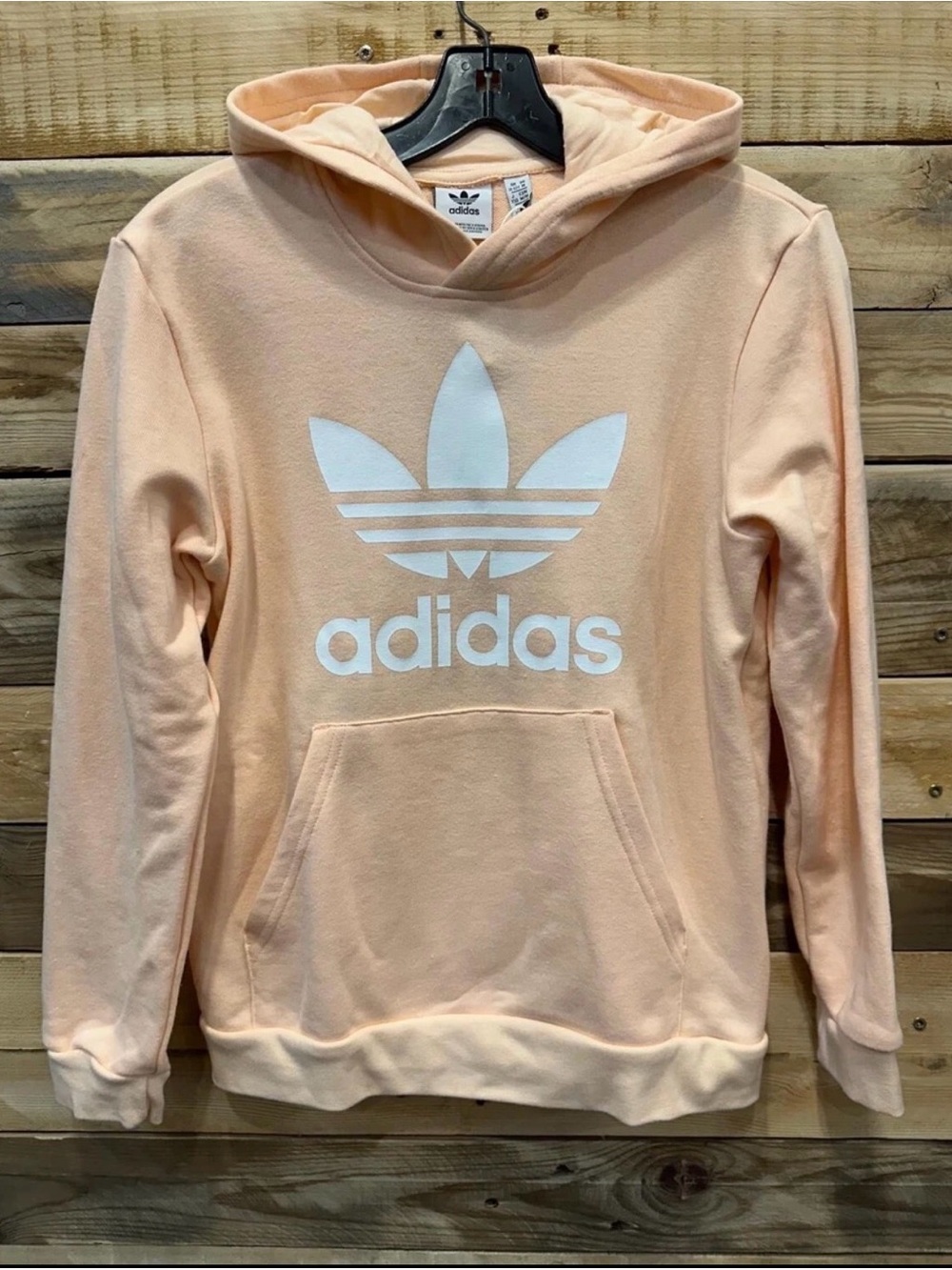 adidas Trefoil Pullover Hoodie in Peach
